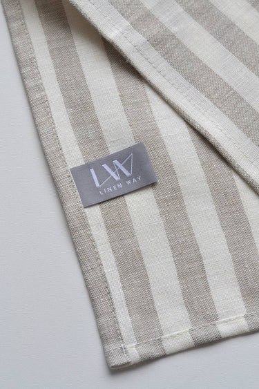 Parallel Linen Striped Tea Towel - Taupe